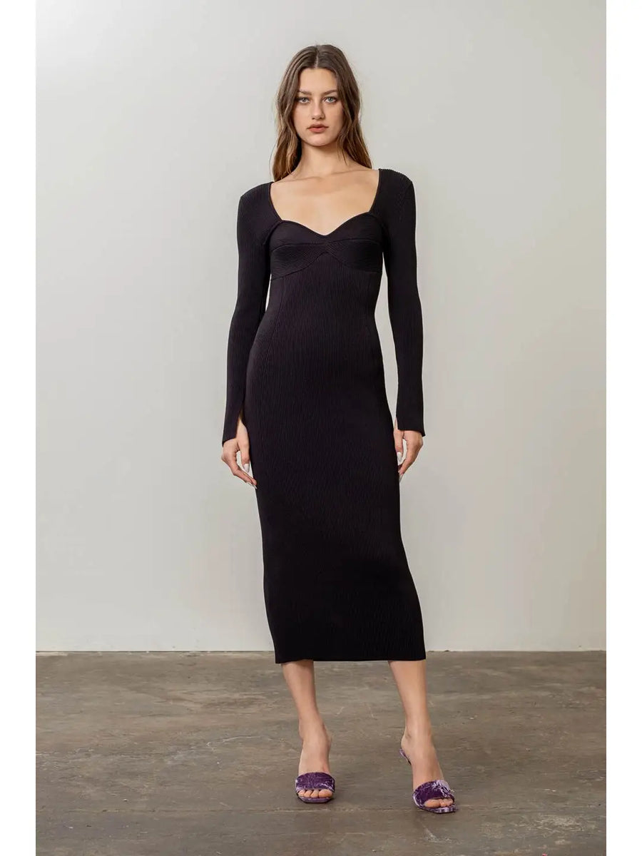 Moon River Ribbed Sweater Midi Medium