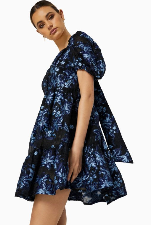 elliatt blue floral dress Armani Tiered Maxi Dress in Baby Blue Floral main image 0