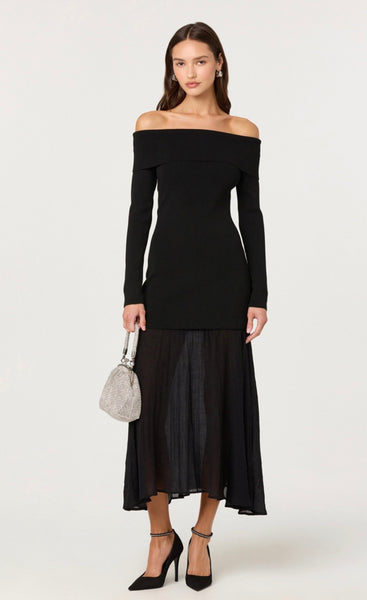 ASTR the Label | Lidia Mixed Media Maxi Dress in Black | Size S ASTR the Label | Lidia Mixed Media Maxi Dress in Black | Size S