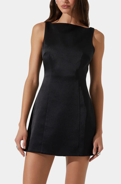 ASTR the Label | Alisanne Satin Mini Dress in Black | Size L ASTR the Label | Alisanne Satin Mini Dress in Black | Size L
