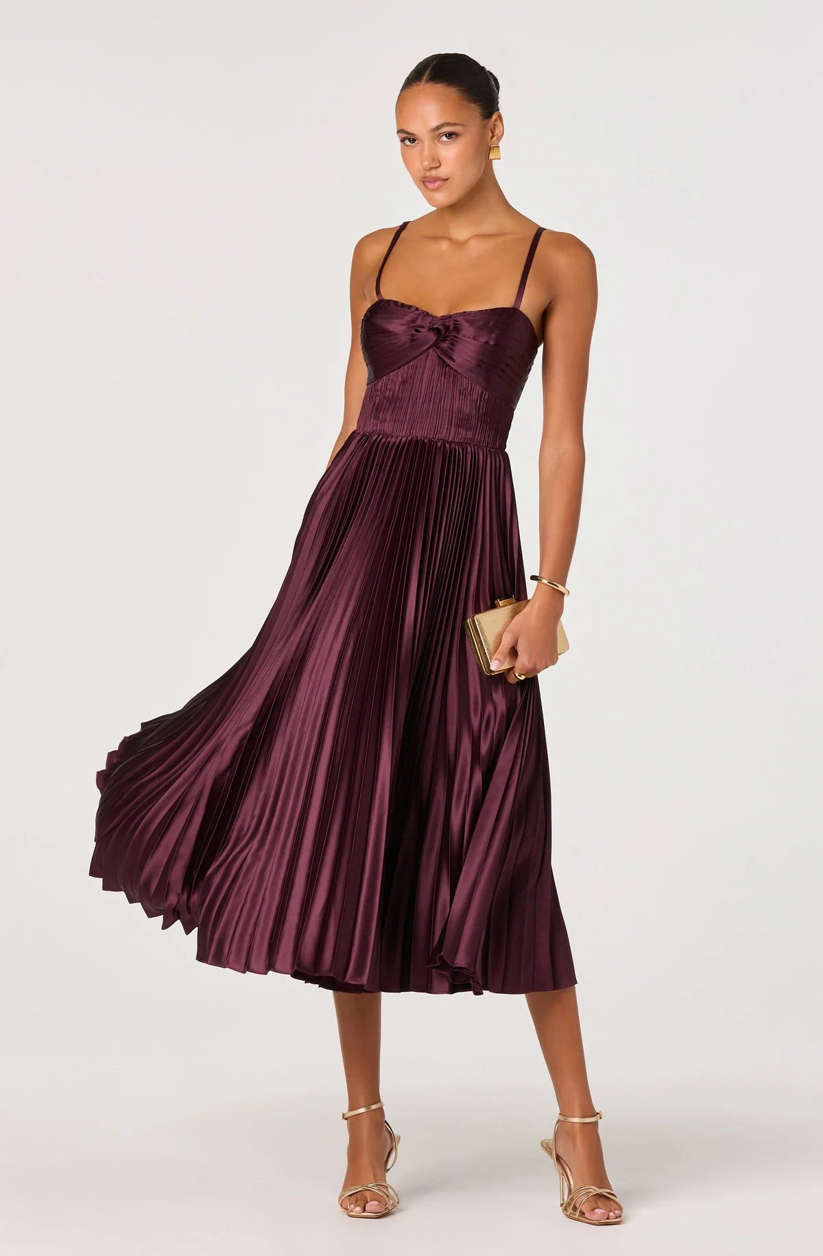 ascella sweetheart pleated midi dress ASTR the Label Women's - Purple - Size M free people clothes Size:XXS(12/18mos) 97% Polyester Dress To Impress -