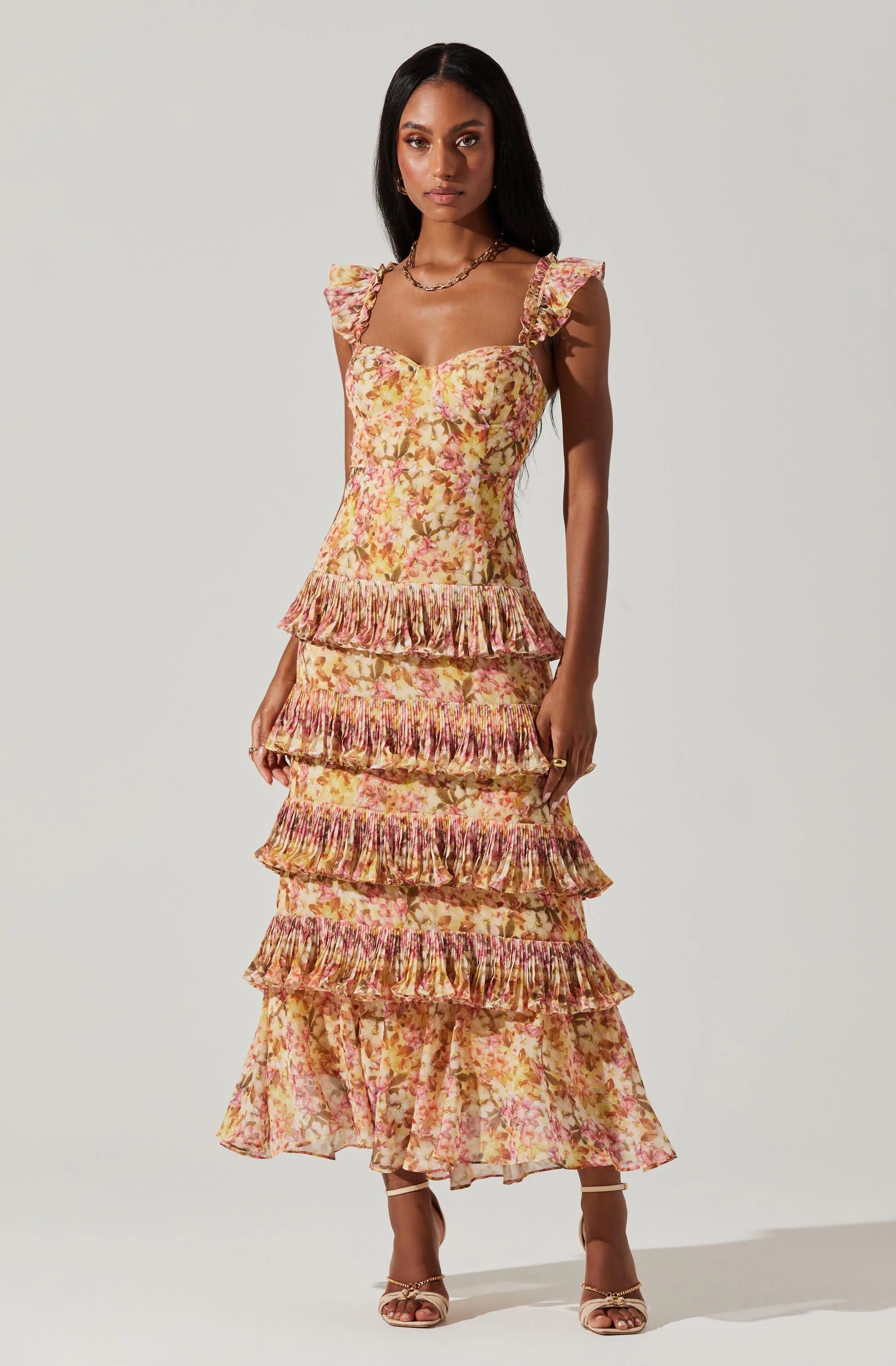 LERURE リルアー　Whole race layered dress ASTR The Label Ayesha Tiered Ruffle Maxi Dress – Ella James