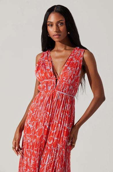 astr the label pleated drop waist maxi dress ASTR the Label | Lupin Pleated Tiered Maxi Dress in Lilac