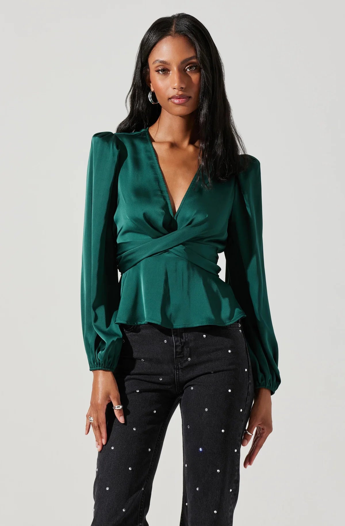 ALEXIA STAM - アリシアスタン  Embroidery Puff SleeveTop Yello アリシアスタン Embroidery Puff SleeveTop Yello