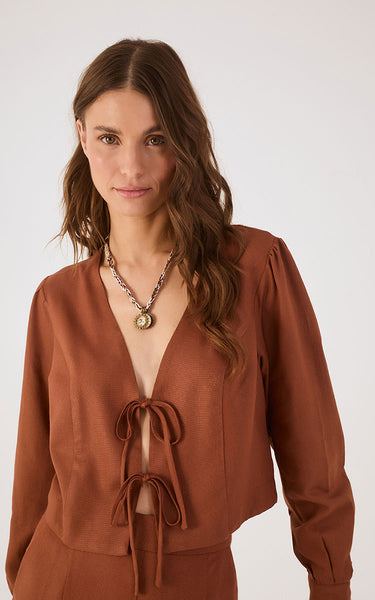 Dress To Linen Blouse With Tie Details