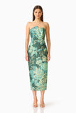 Elliatt Meliora Column Midi Dress in Green Floral