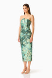 Elliatt Meliora Column Midi Dress in Green Floral
