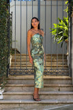 Elliatt Meliora Column Midi Dress in Green Floral