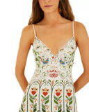 Farm Rio Off-White Stitched Garden Midi Dress