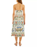 Farm Rio Off-White Stitched Garden Midi Dress