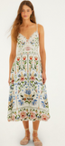 Farm Rio Off-White Stitched Garden Midi Dress