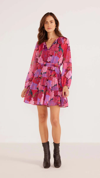 Minkpink Lexie Long Sleeve Mini Dress In Floral-Blooms, Size M Minkpink Lexie Long Sleeve Mini Dress In Floral-Blooms, Size M