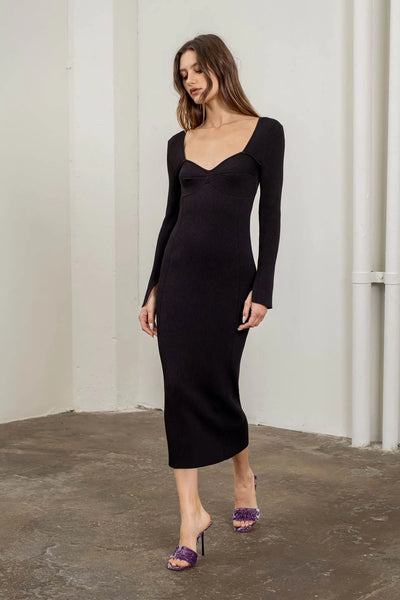 ribbed sweater midi dress The Rib Sweater Midi Dress In Salt