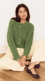 Minkpink Eden Green Cable Knit Cropped Cardigan
