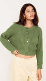 Minkpink Eden Green Cable Knit Cropped Cardigan