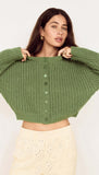 Minkpink Eden Green Cable Knit Cropped Cardigan