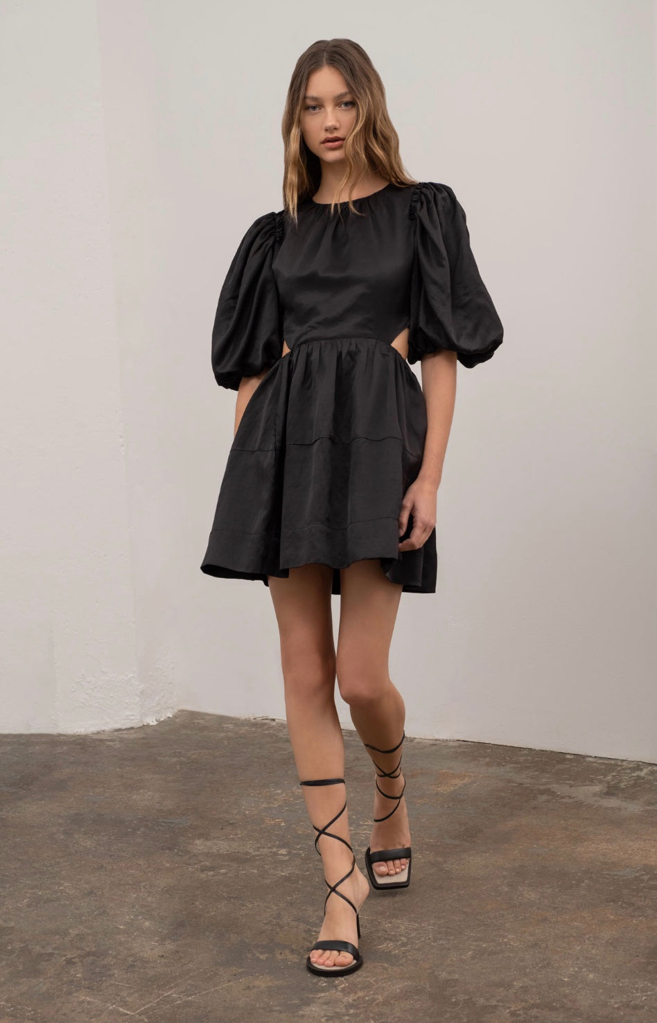 Moon River Puff Sleeve Cutout Dress – Ella James