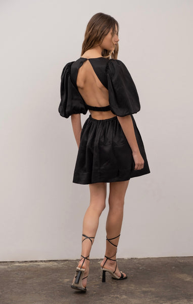 Moon River Puff Sleeve Cutout Dress X-Small