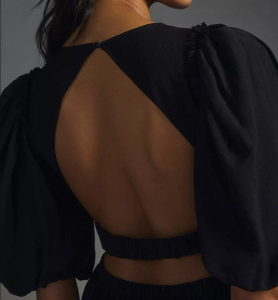Moon River Puff Sleeve Cutout Dress – Ella James